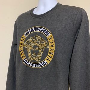 Men’s Sweatshirt Versace, Gray Color, %100 Cotton